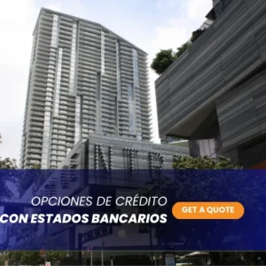 Edificio en Miami con el texto de préstamos con estados bancarios