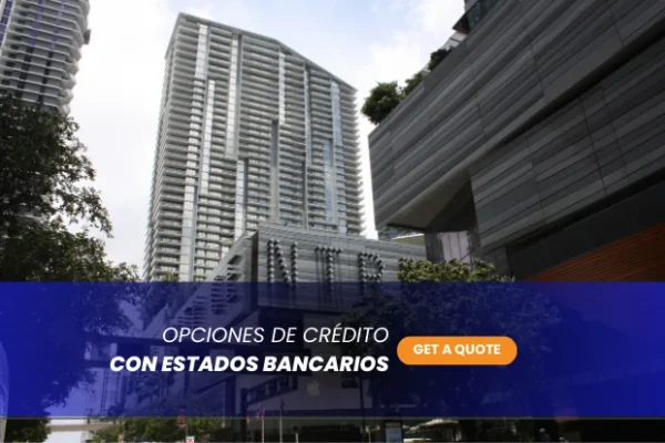 Edificio en Miami con el texto de préstamos con estados bancarios