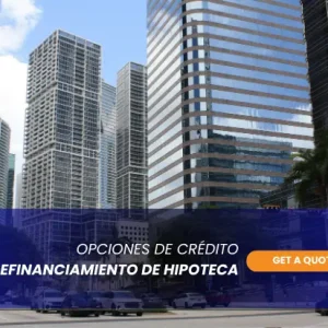 Edificios del centro de Miami en el texto opciones de crédito refinanciamiento hipoteca