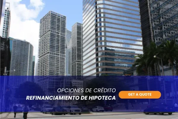 Edificios del centro de Miami en el texto opciones de crédito refinanciamiento hipoteca